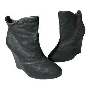 Joie Love Street Black Leather Wedge Bootie